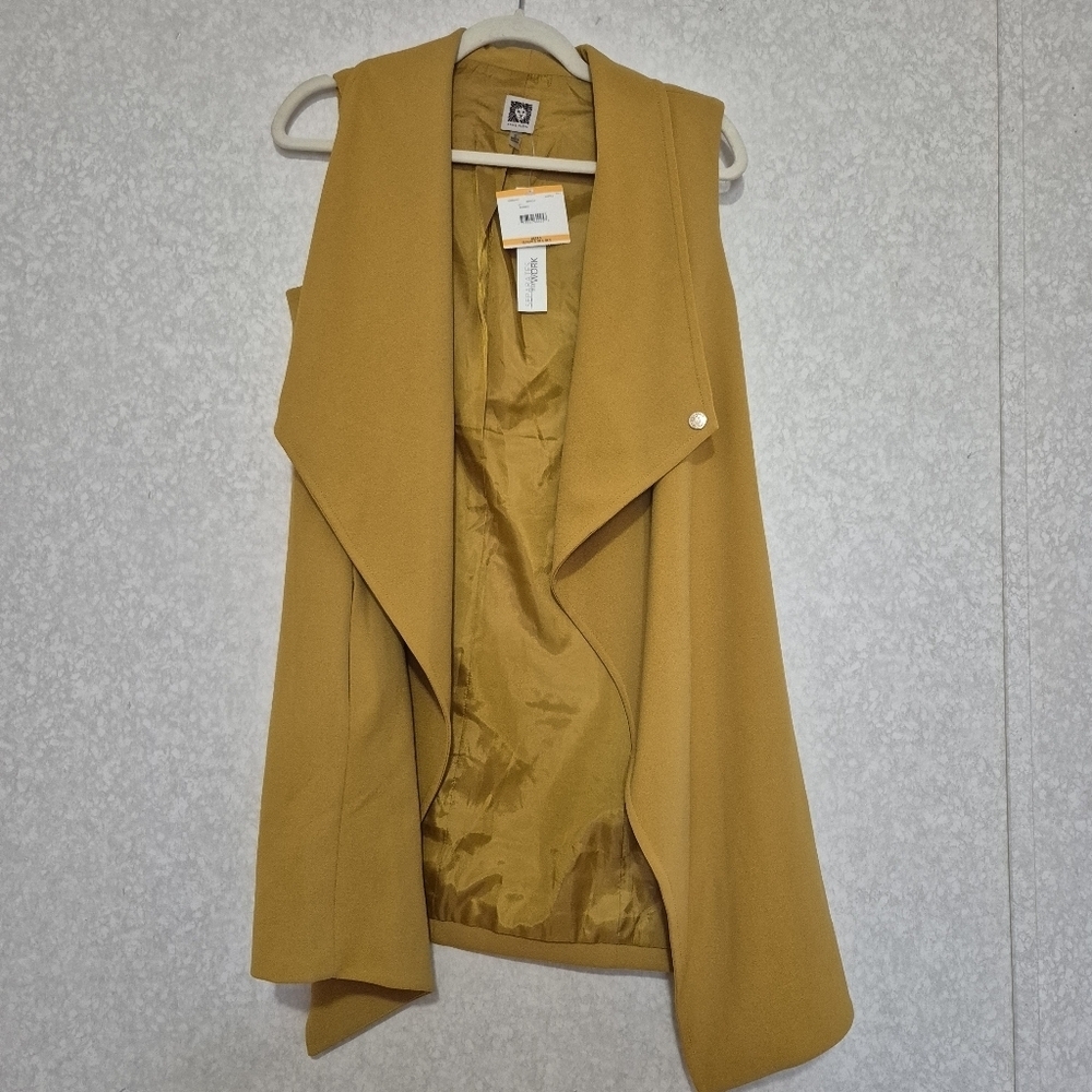 NEW..Anne Klein Mustard Yellow Long Vest...SIZE:S